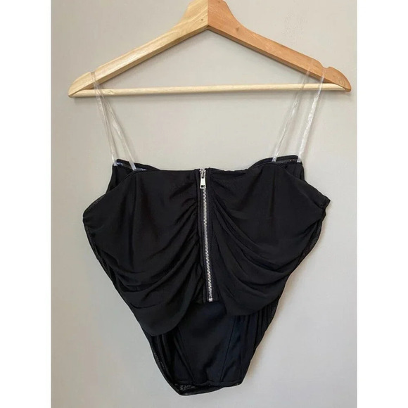 BRAND NEW Steve Madden Women's Size Large Dahlia Corset Boning Zip Up Top Black - Picture 9 of 16